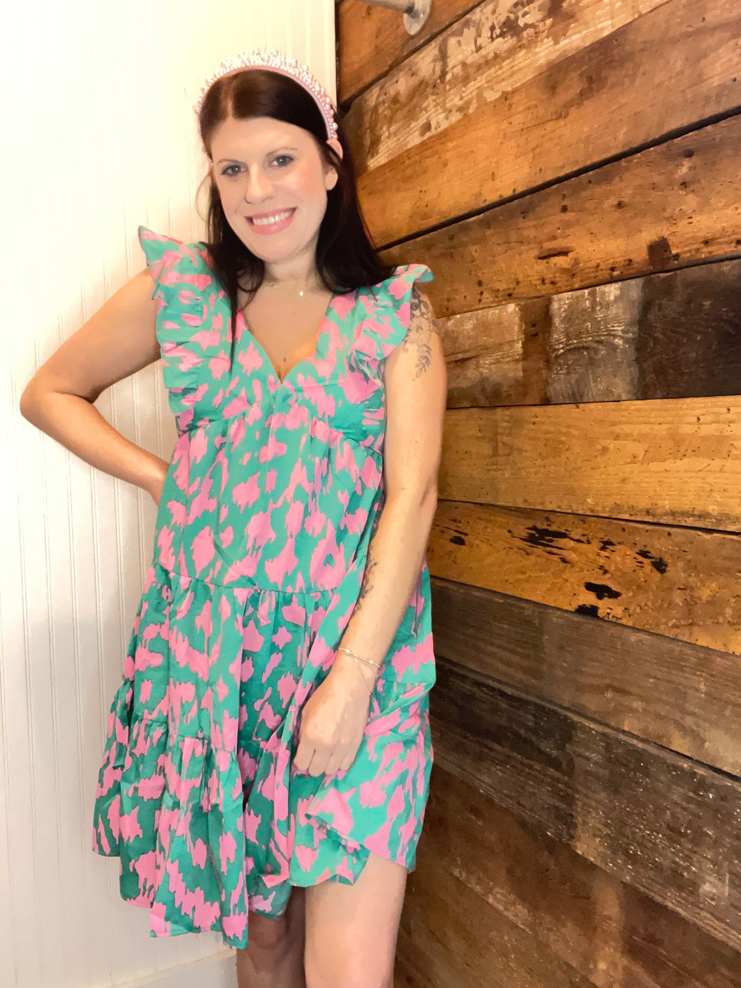 EESOME MINT V NECK DRESS