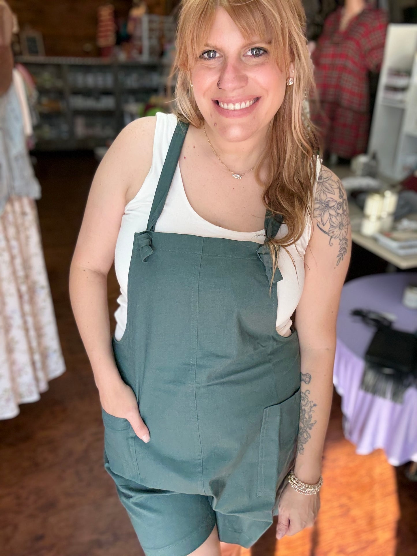 Wavery Green Knotted Shortall