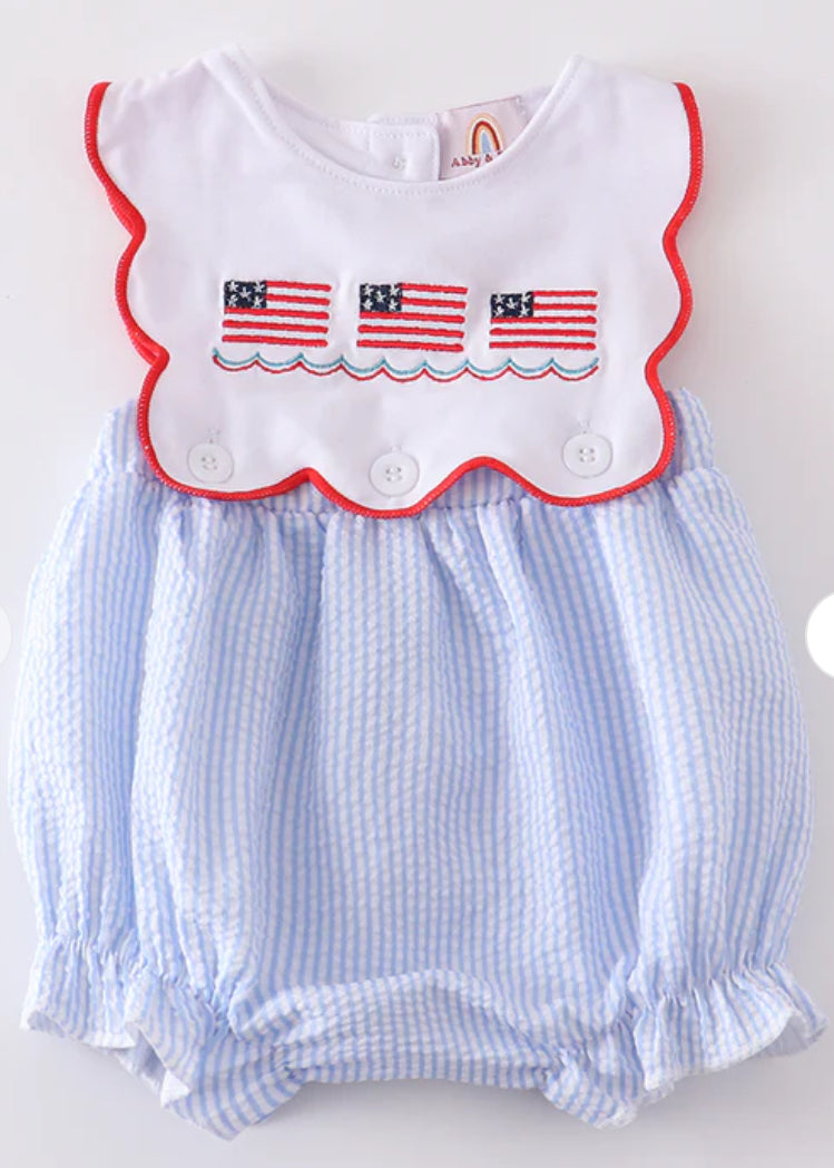 Patriotic Seersucker Girl bubble