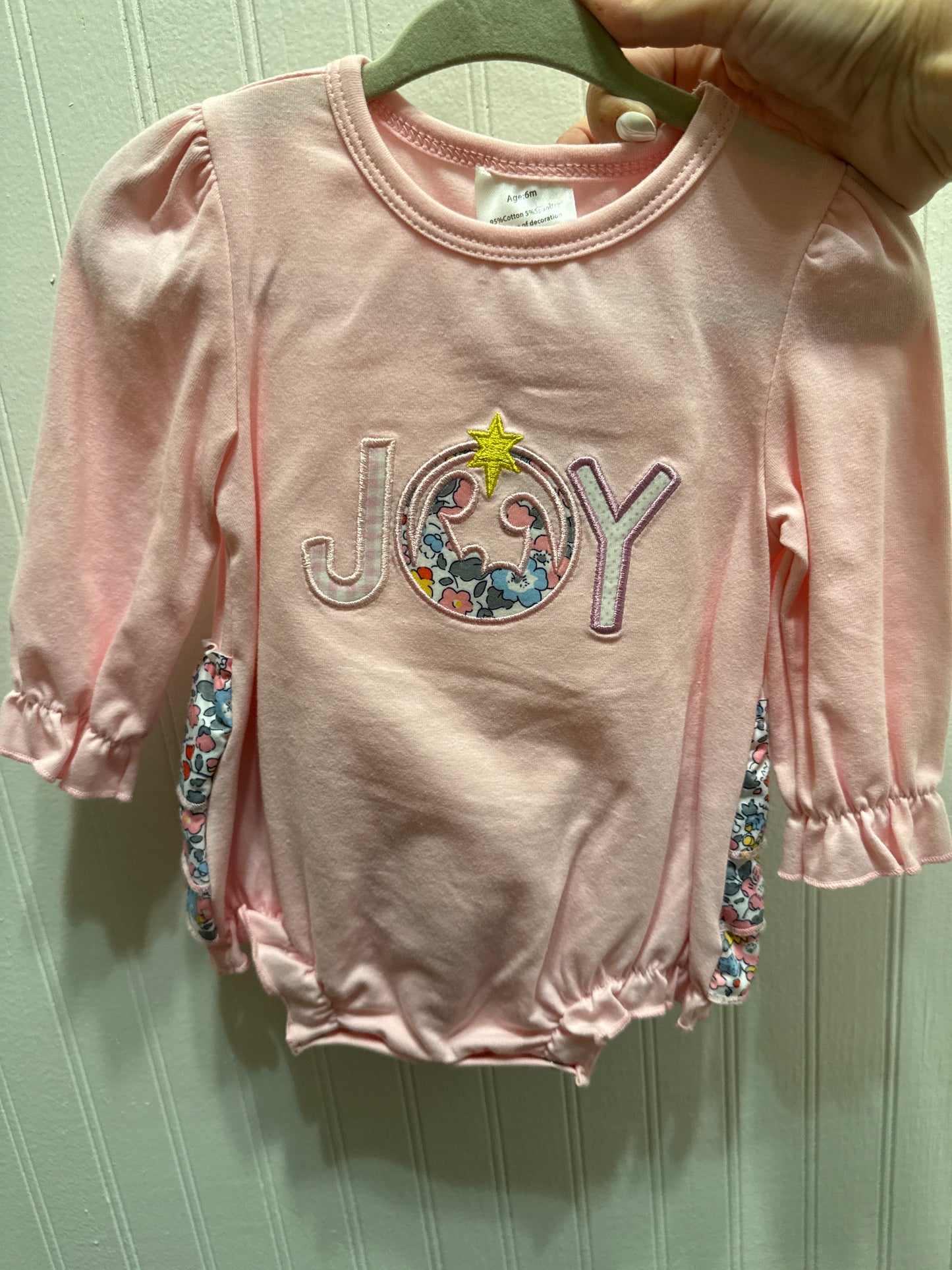 Pink Nativity Joy Ruffle Bubble