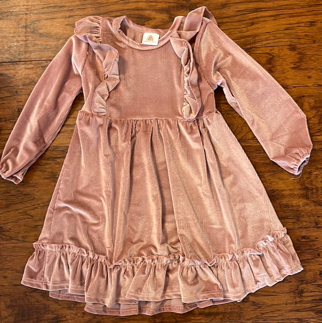 Pink Ruffle Velvet Dress