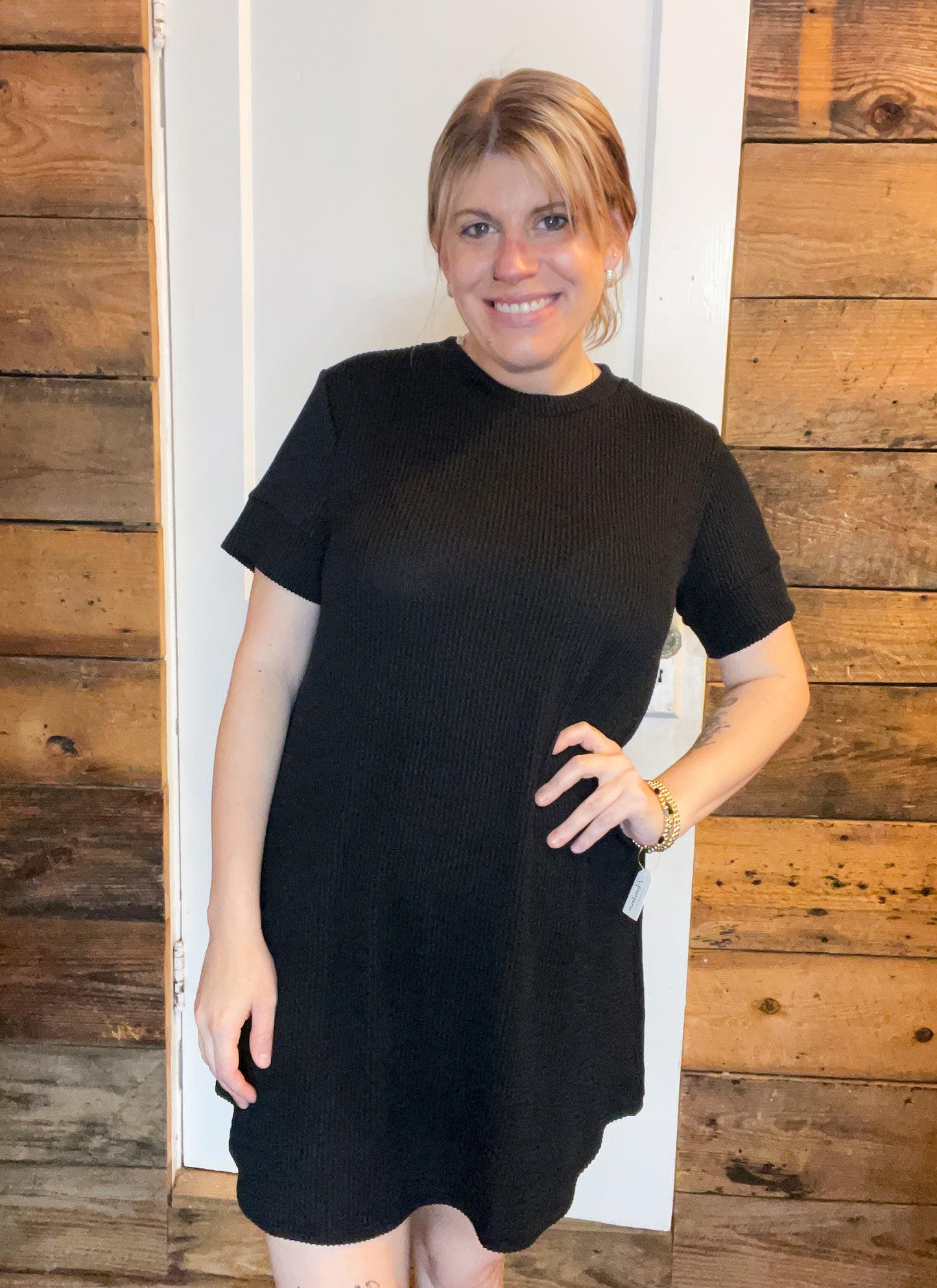 Corded Casual Cassie Dress in Black