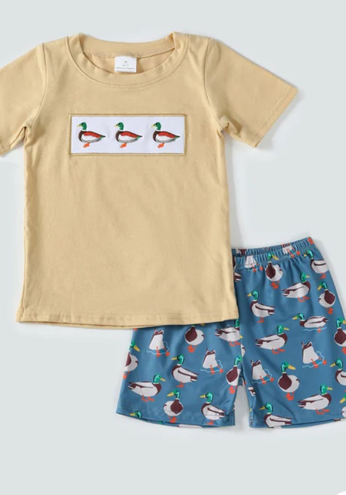 Mustard Duck Boy Shorts Set