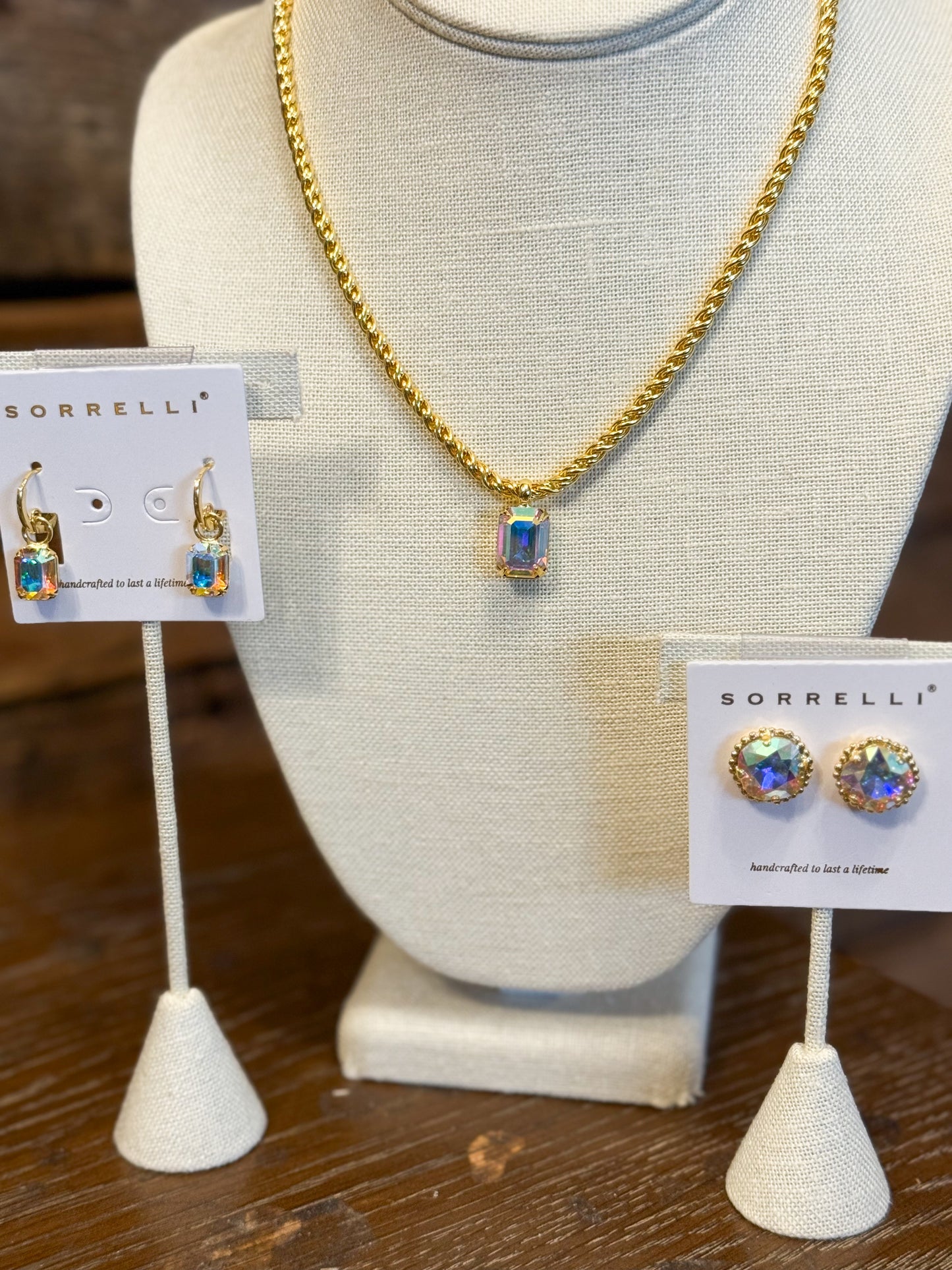 Sorrelli Cushion Cut Solitaire Earrings in Aurora Borealis