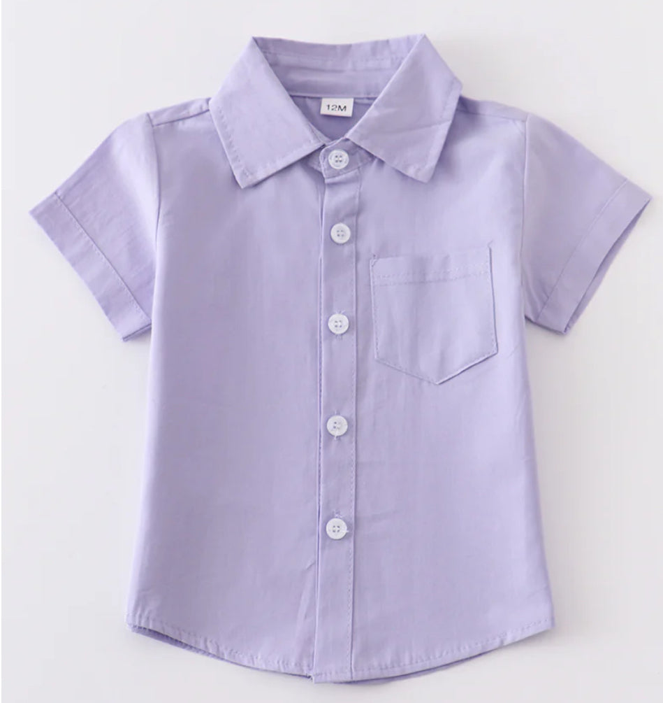 Boys Lavender Button Up