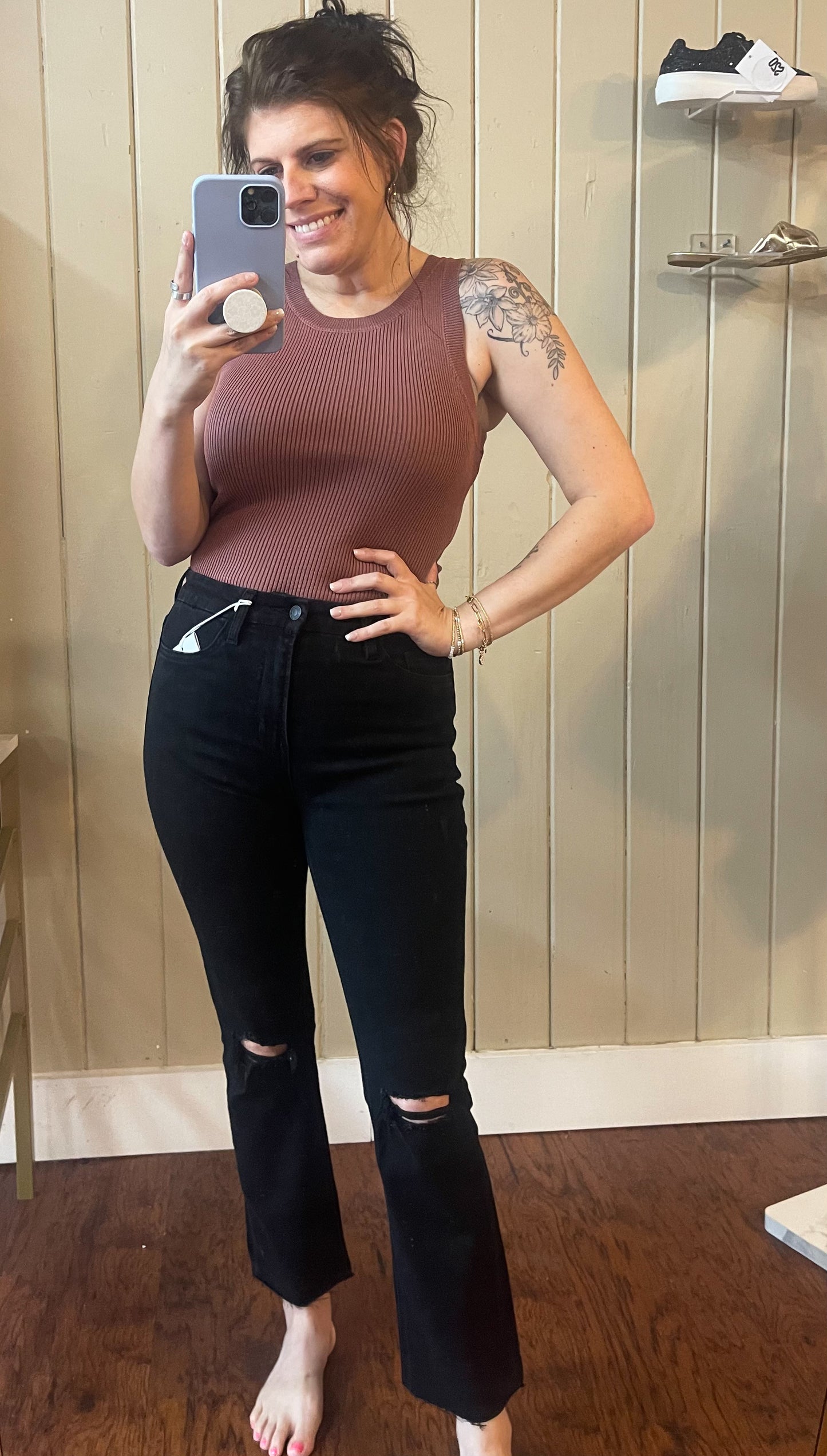 Vervet hi rise straight raw hem jeans