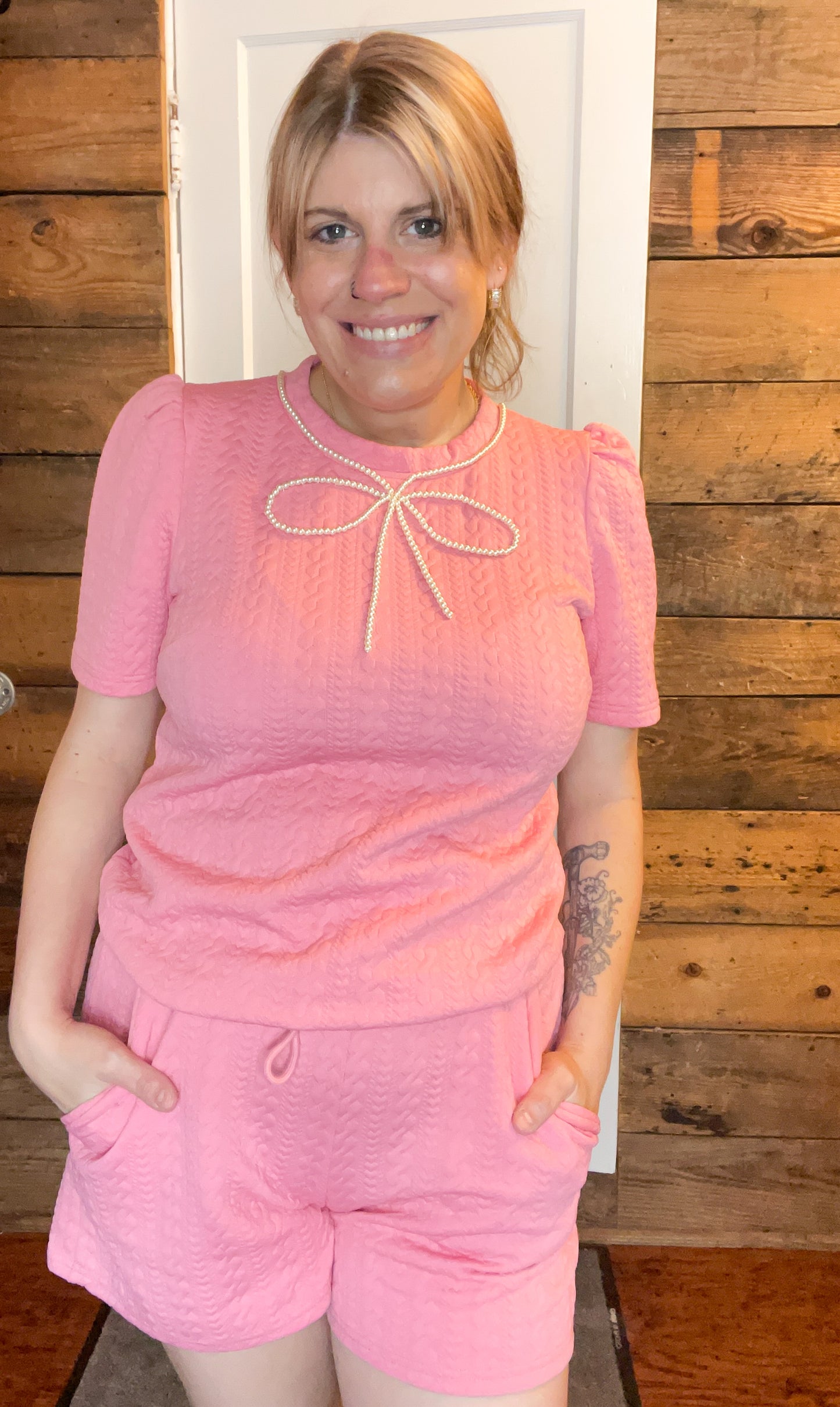 Ashlei Pearly pink Shorts Set