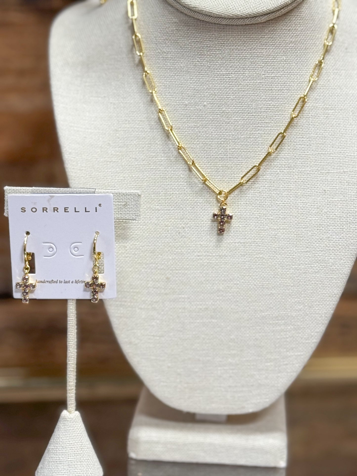 Sorrelli Carly Cross Dangle Earrings in Volcano