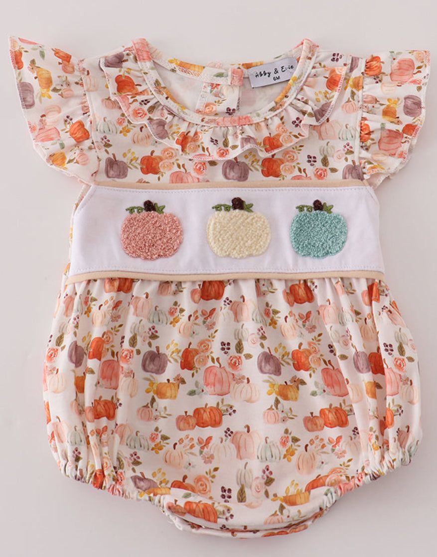 Beige Pumpkin French knot ruffle Bubble