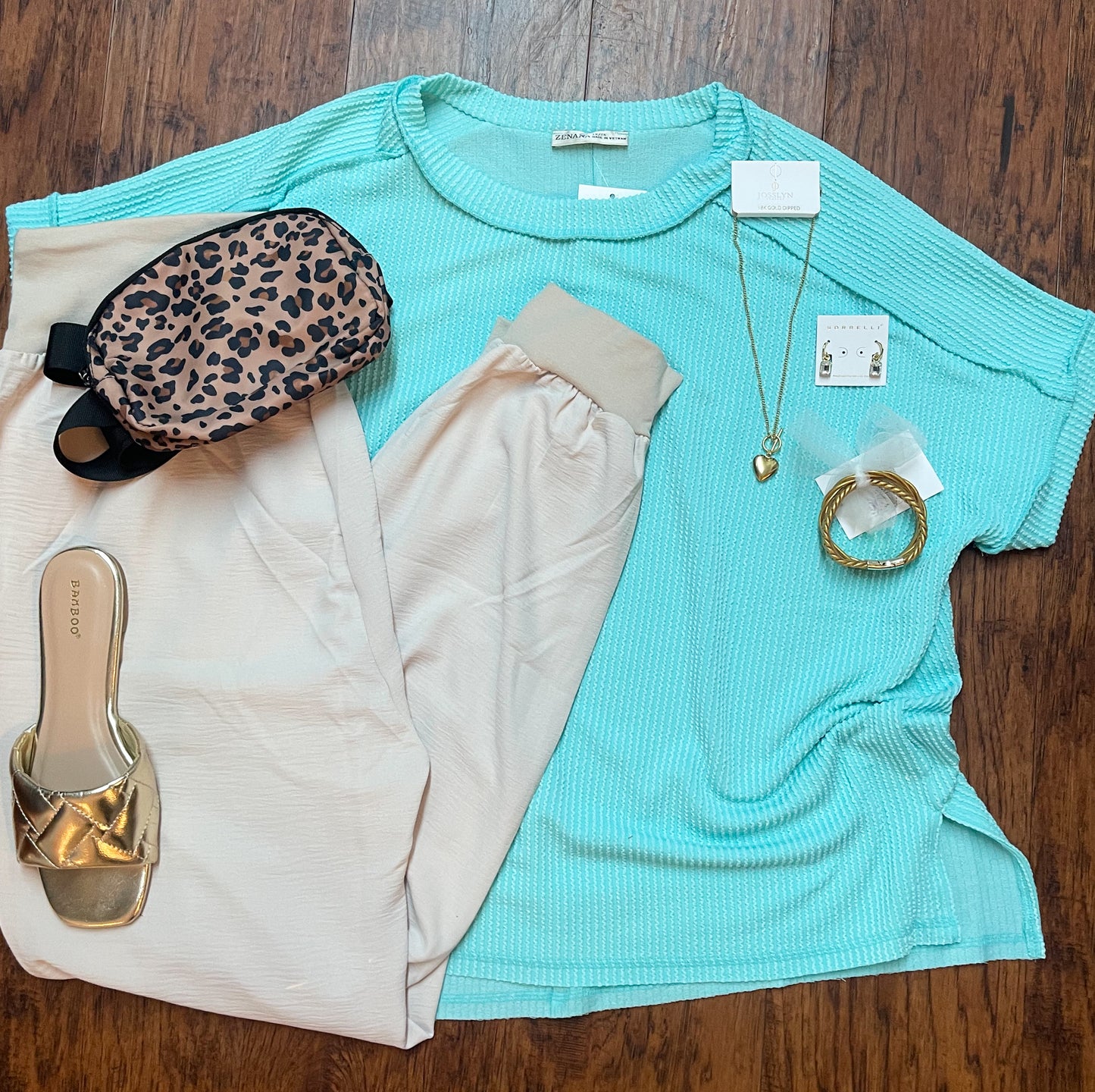 Plus Corded Top in Aqua