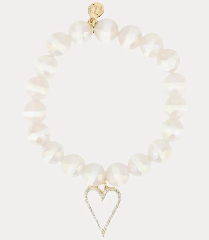 BuDhaGirl White Capiz Heart Bracelet