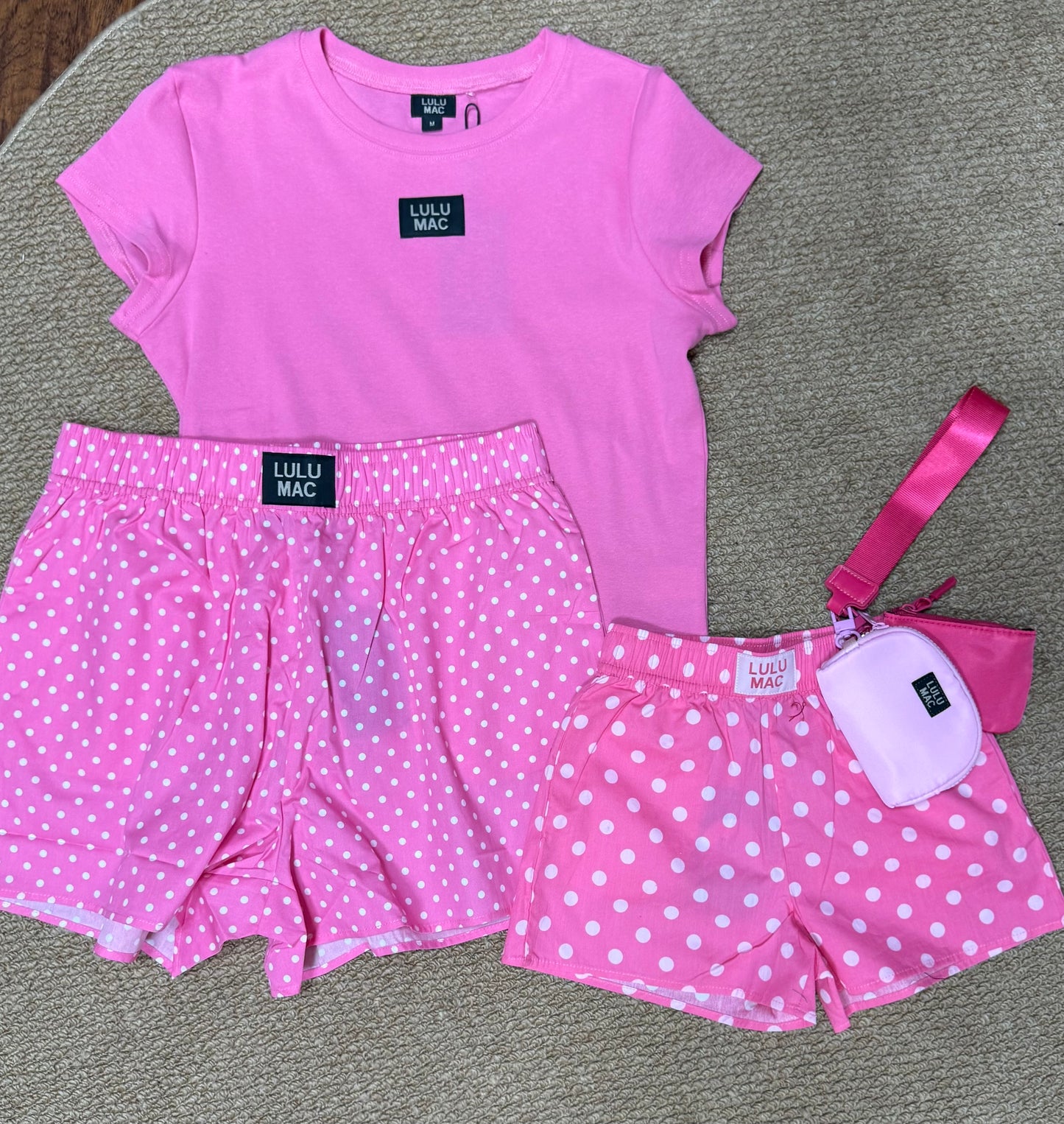 Lulu Mac Hot Pink Polka Dot Boxer style shorts