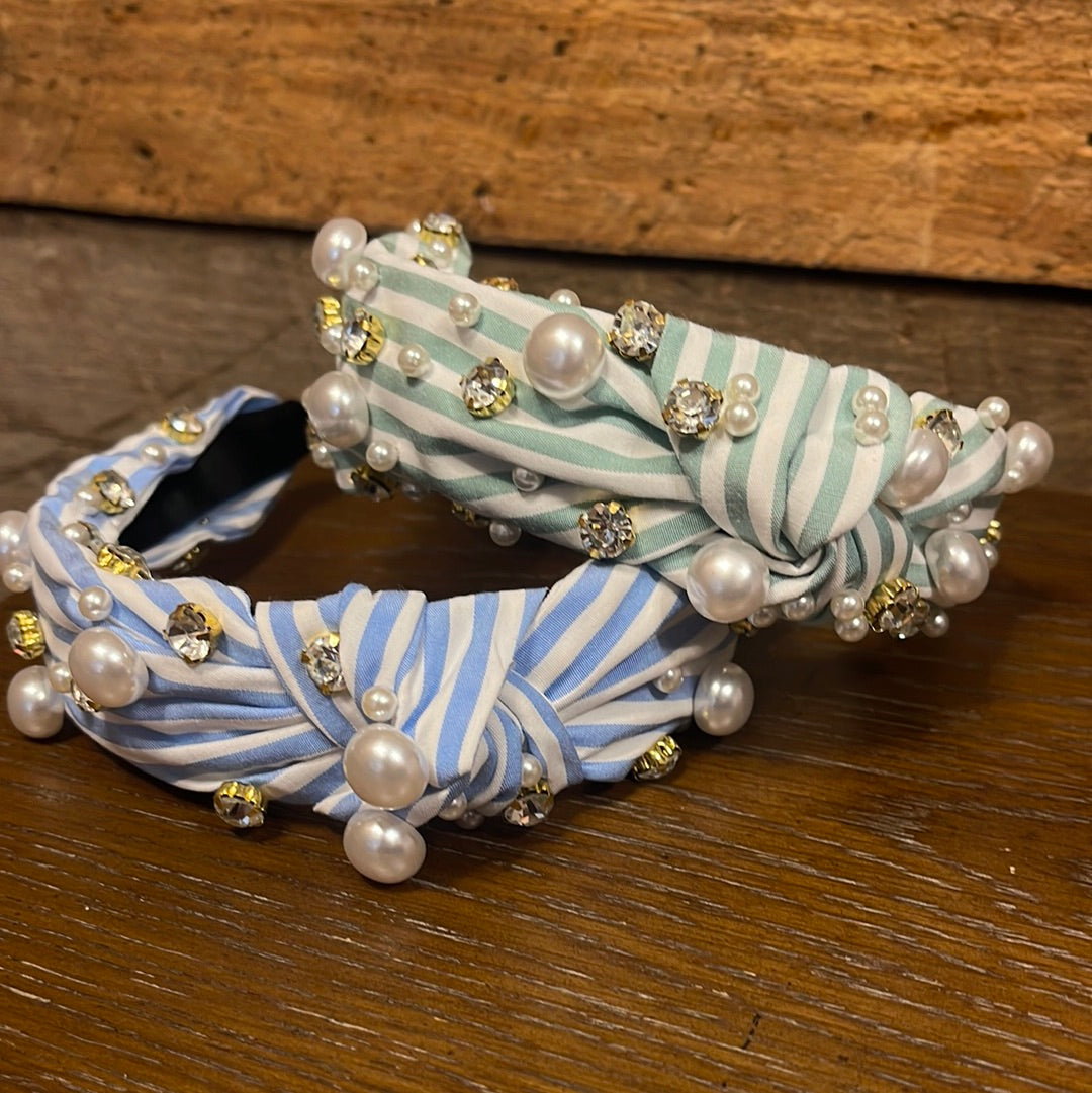 Striped Headband with rhinestones