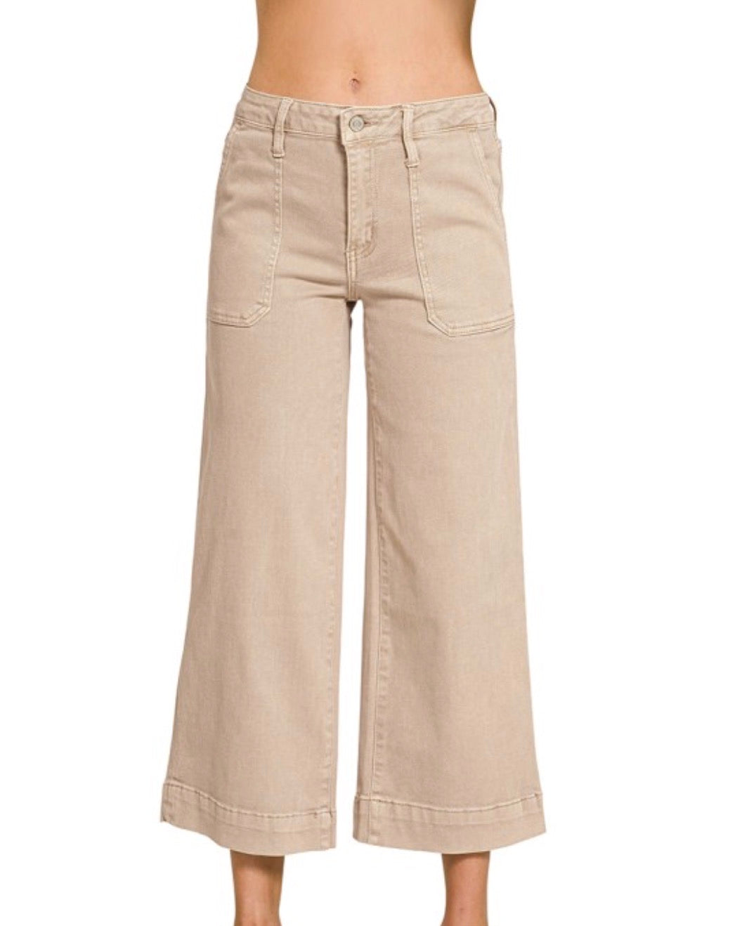 Desi Cropped Wide Leg Pants in Ash Mocha