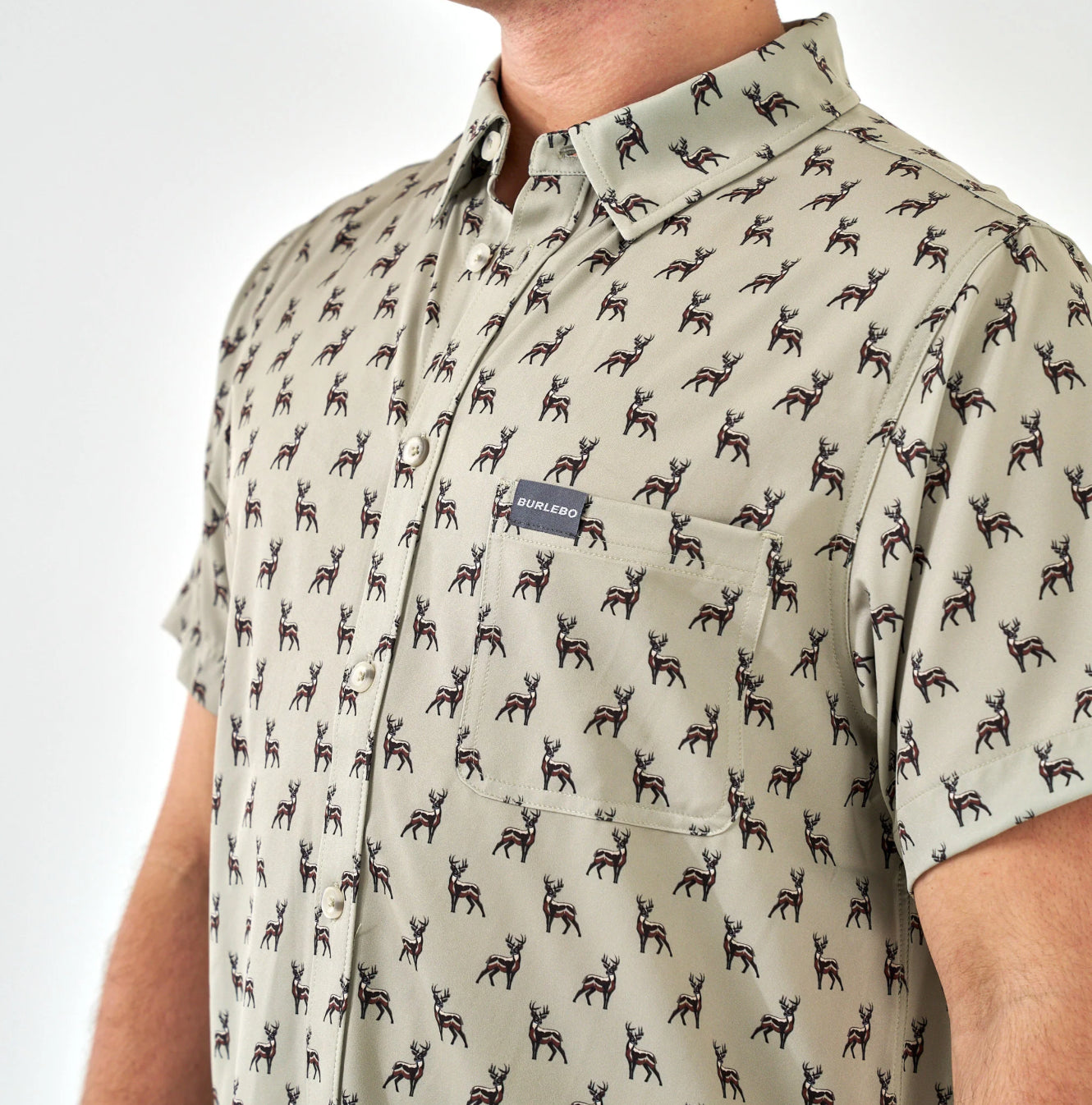 Burlebo Performance Button up in Whitetail Green