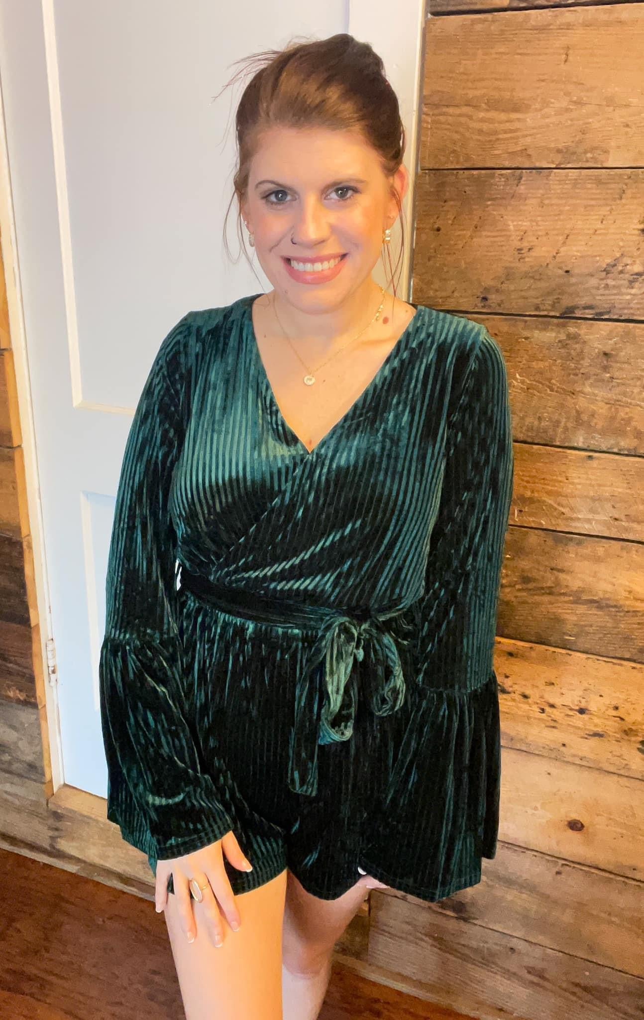 Velvet Bell sleeve Romper