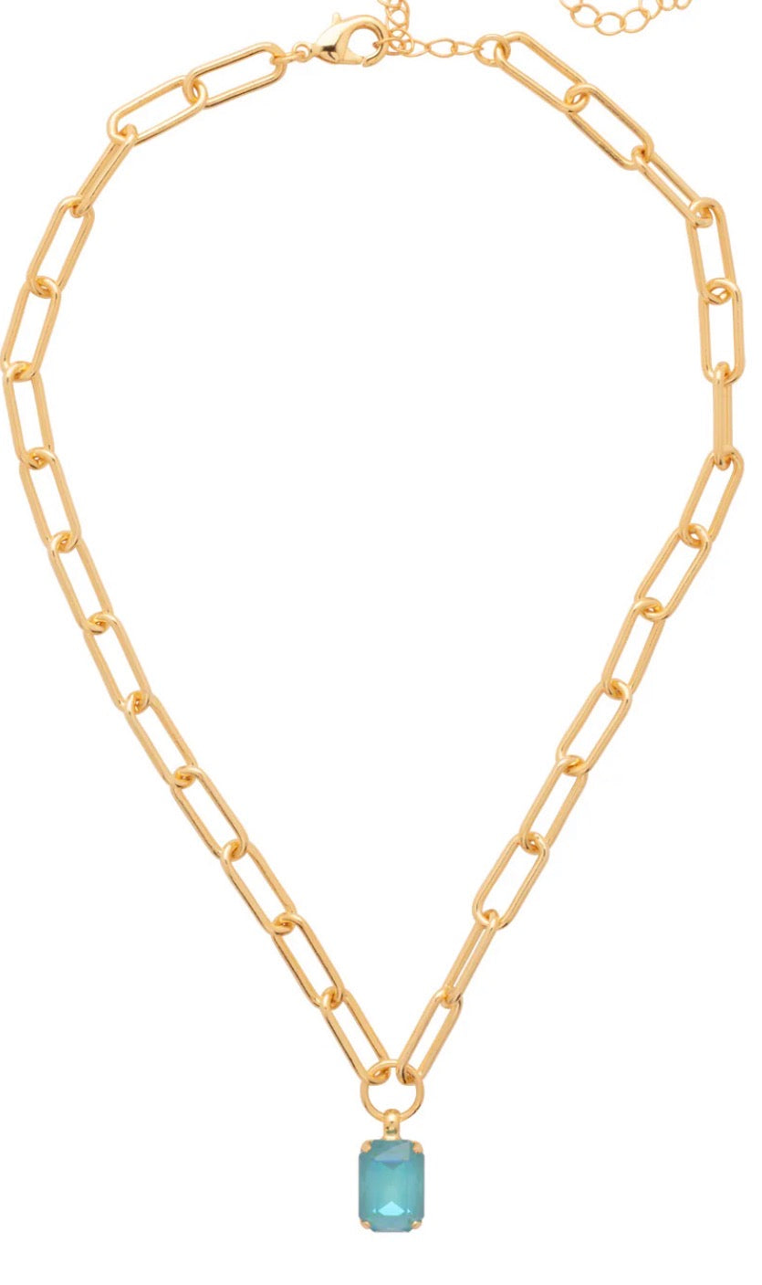 Sorrelli Nia Oval Pendant Necklace in Summer Blue Delite