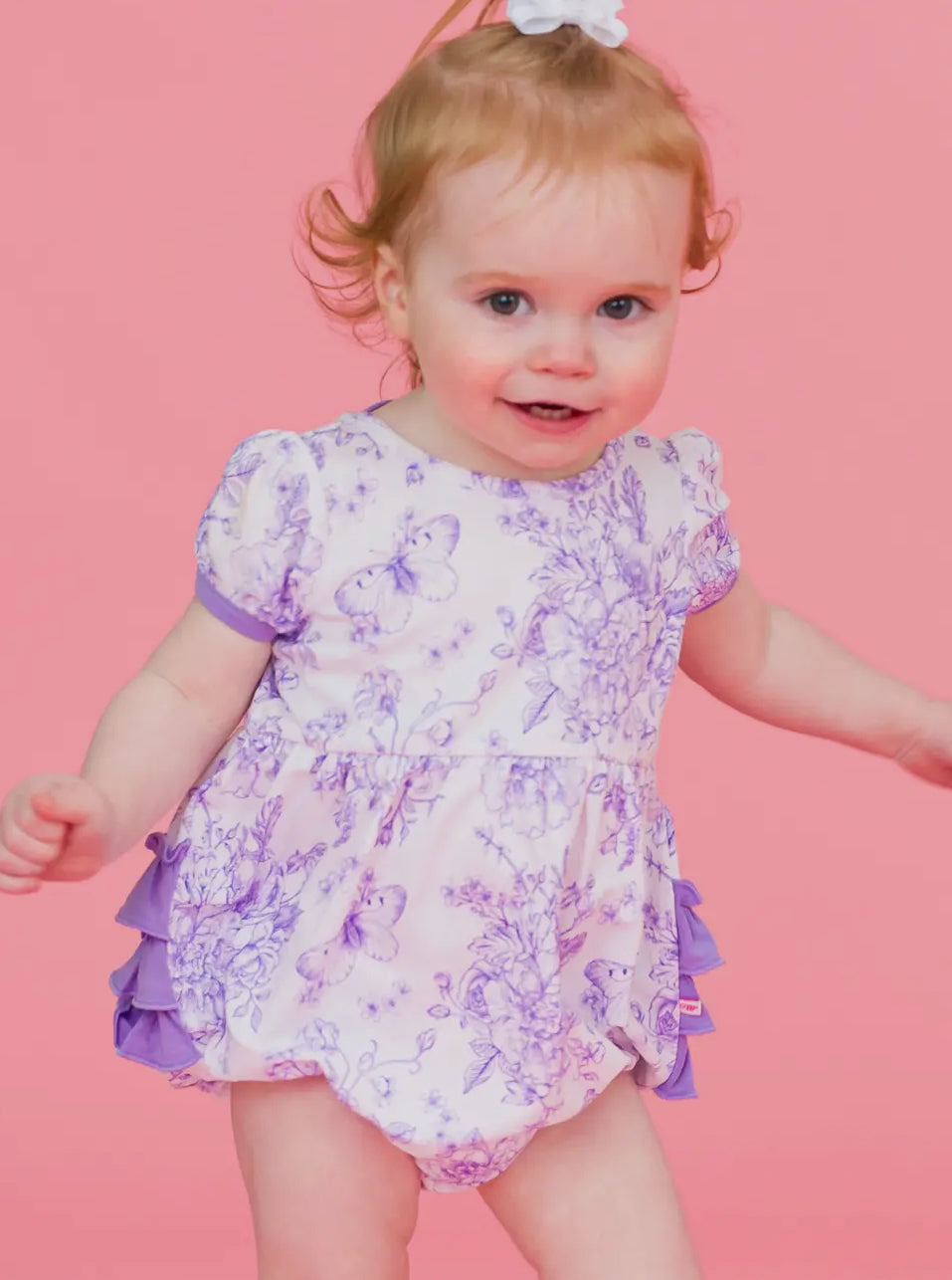 Rufflebutts Purple Butterfly Garden Bubble Romper