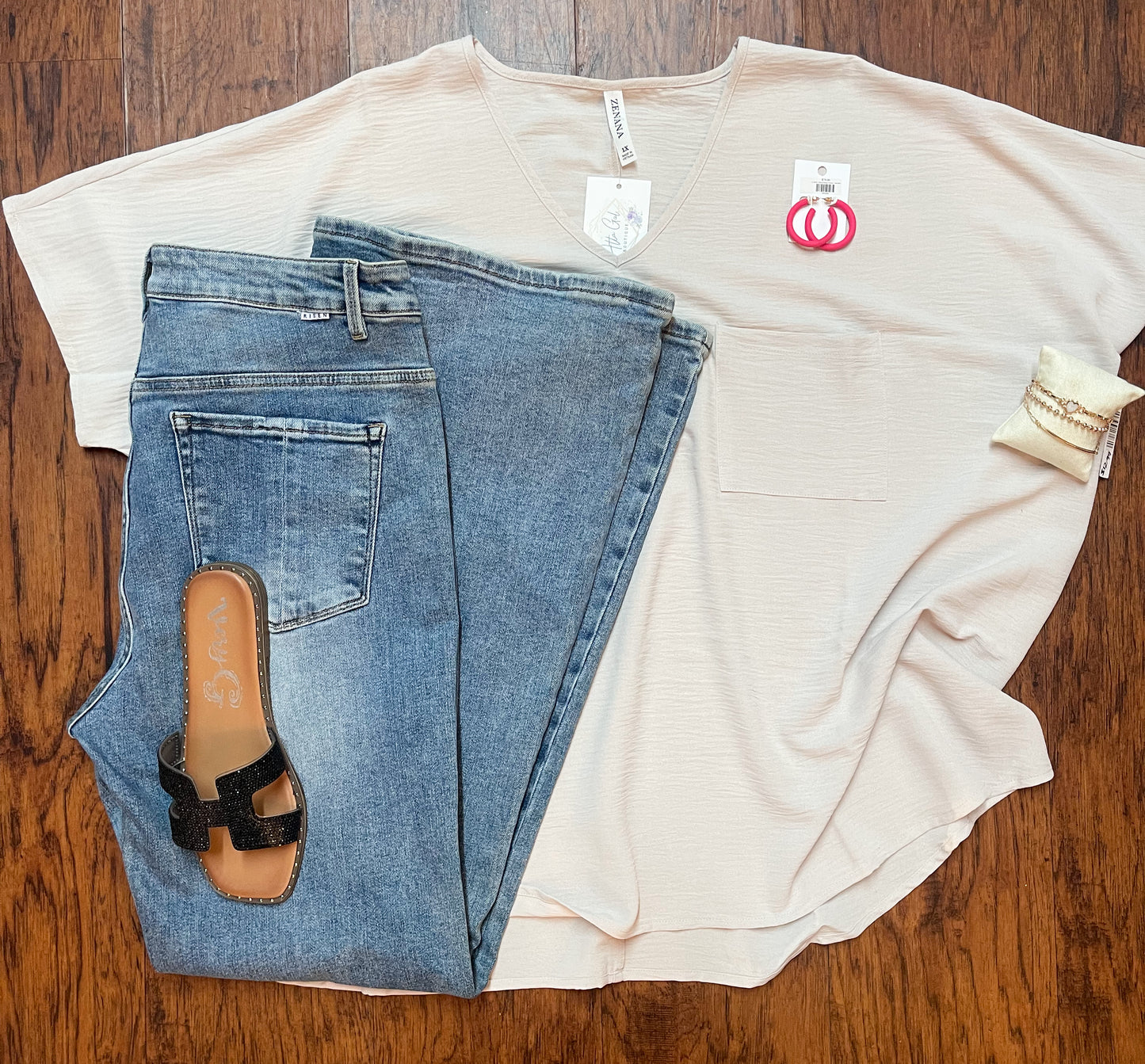 Plus Woven Top in Bone