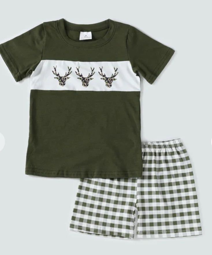 Forest Deer Plaid Boy Set