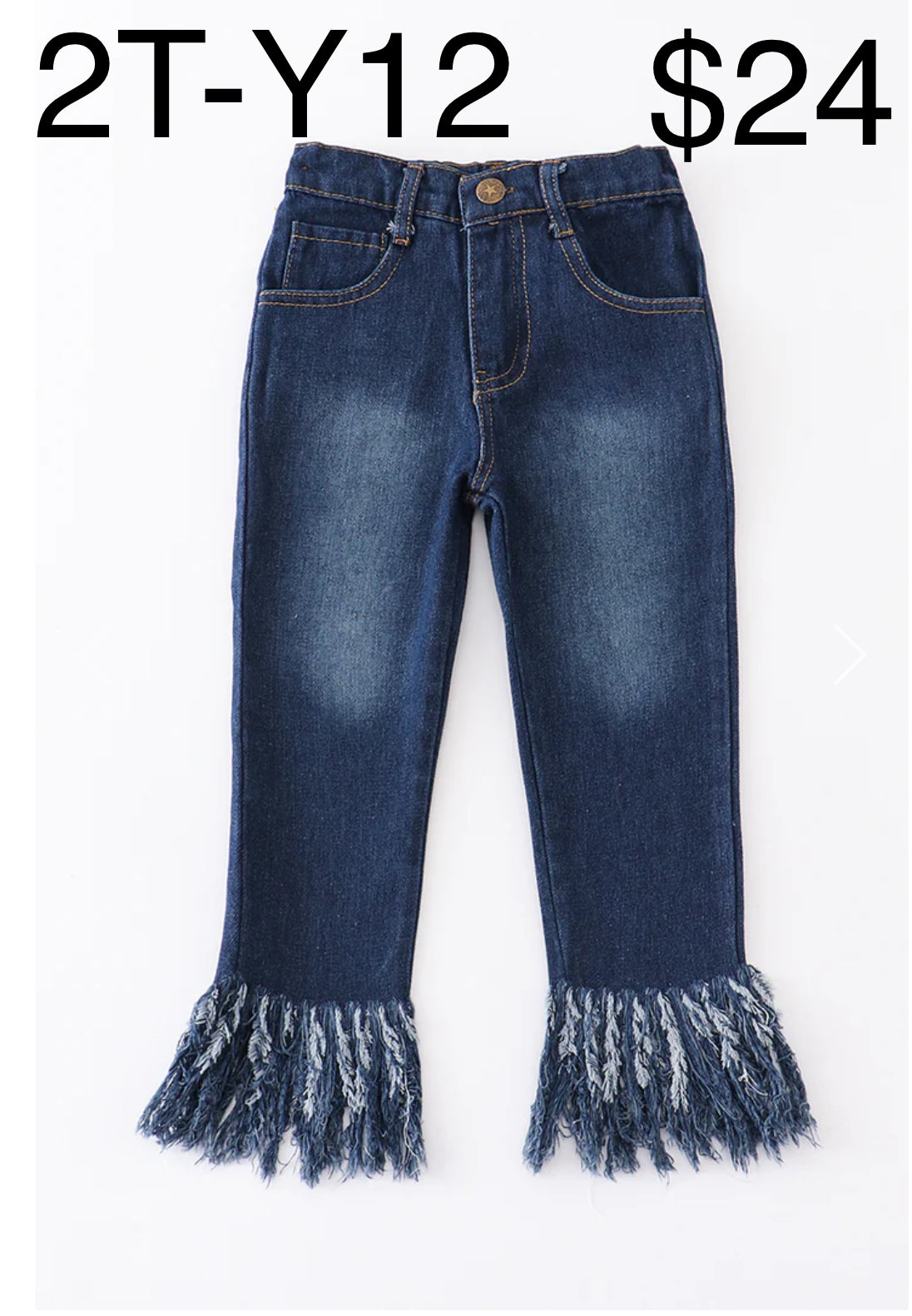 Girls Fringe Blue Jeans
