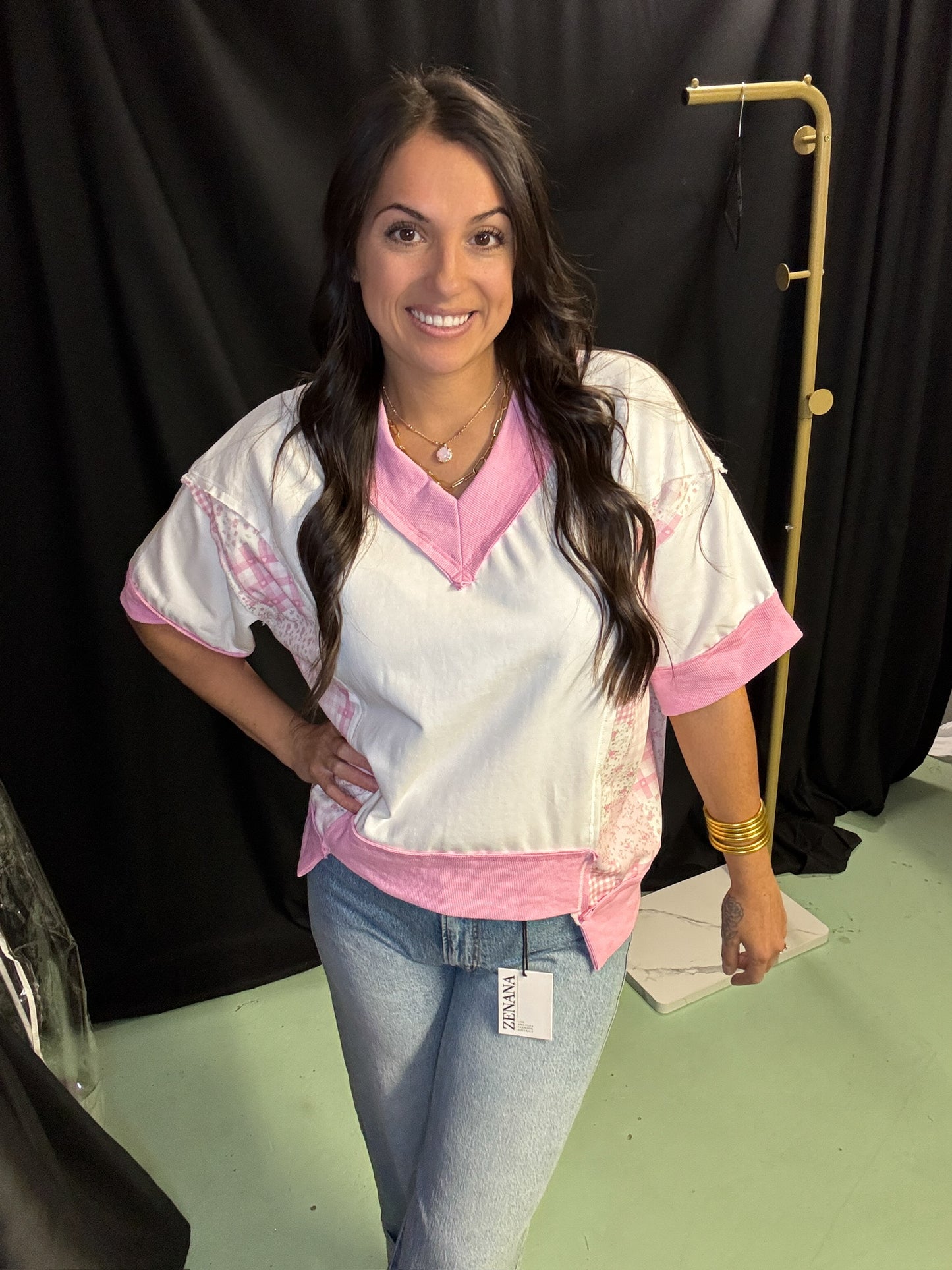 Sandy French Terry Colorblock top