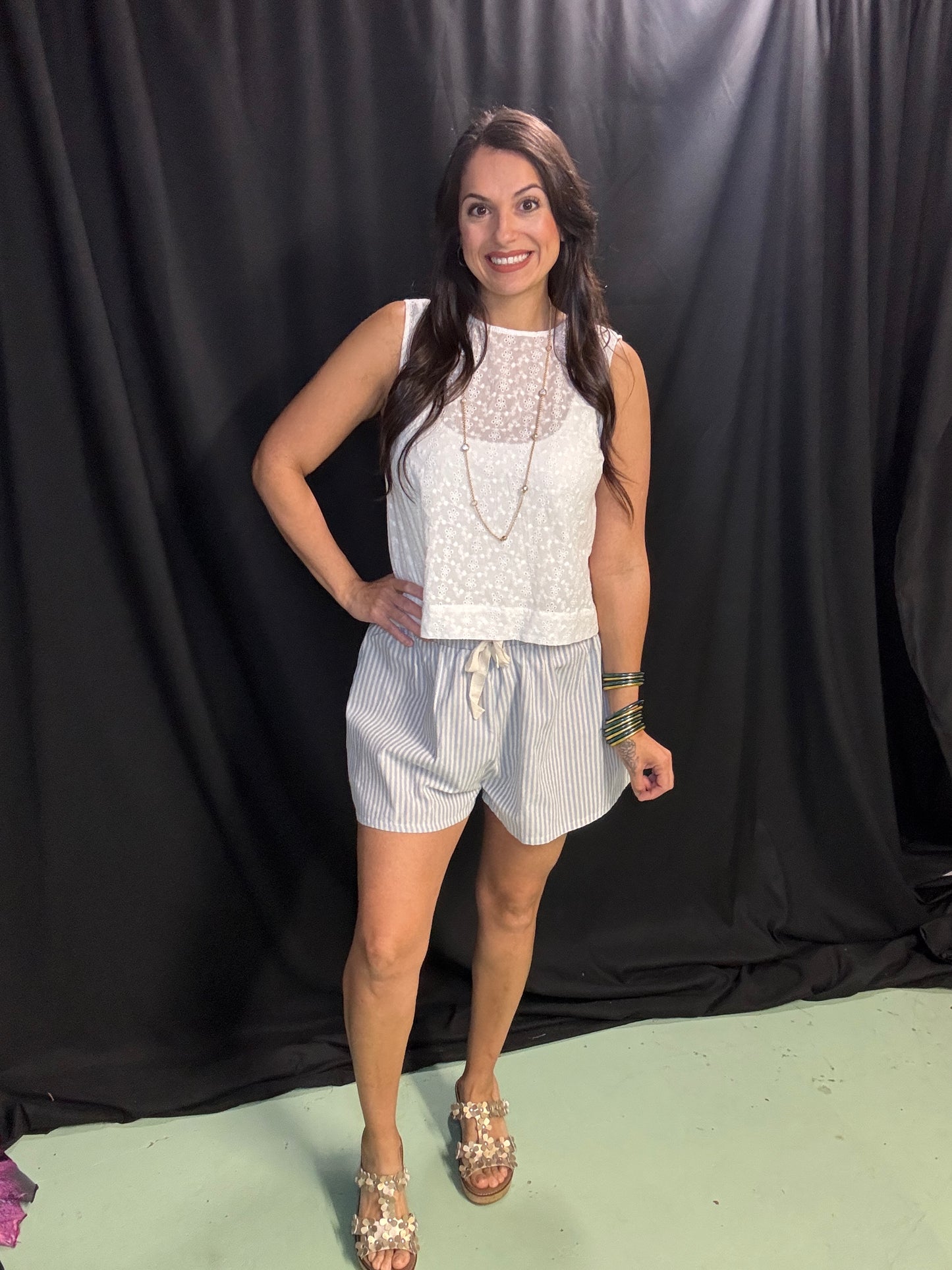 White Eyelet Tank