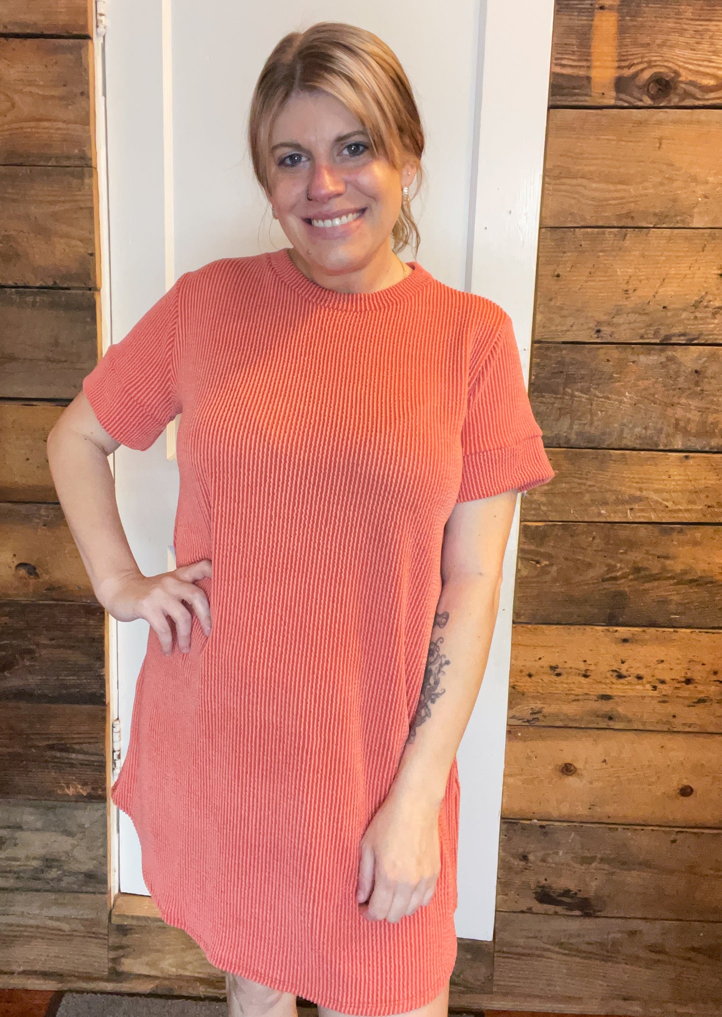 Corded Casual Cassie Dress in terracotta