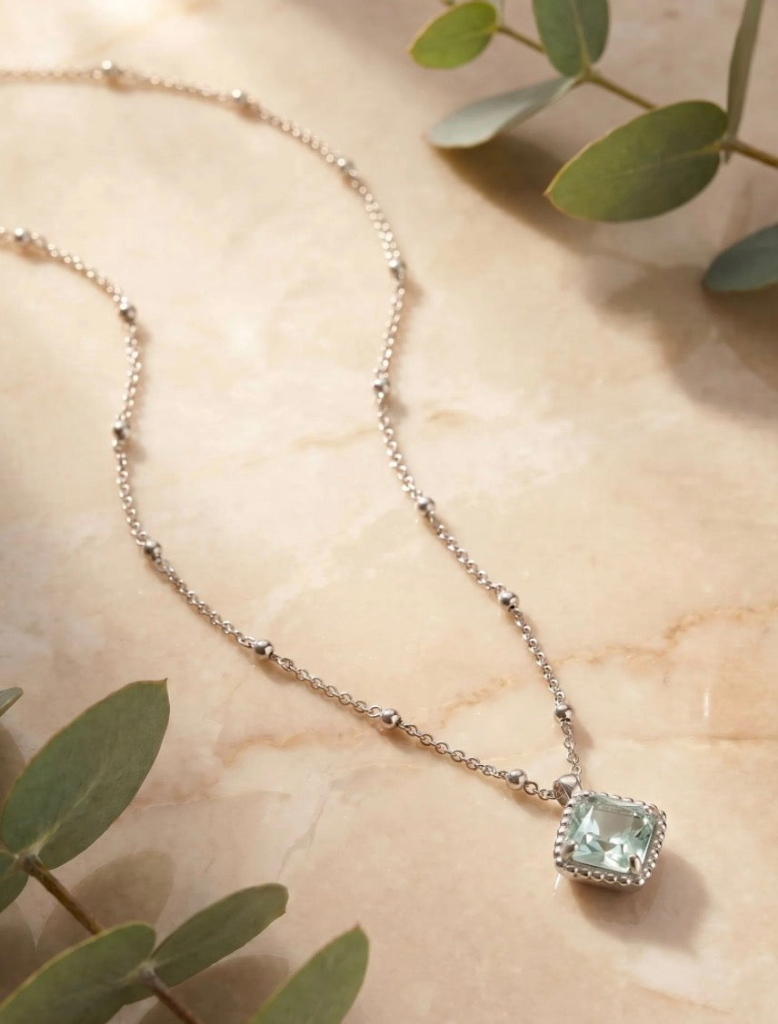 Sorrelli Decorated Izzy pendant Necklace in Silver Aquamarine*