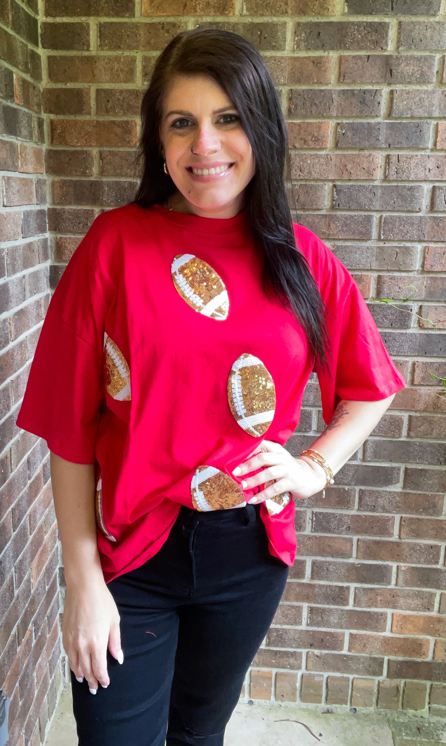 Oversized Sequin Football tee