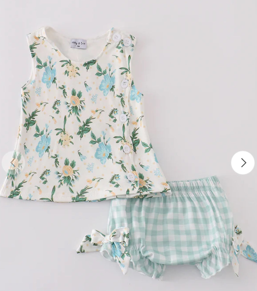 Green Floral Bloomer set