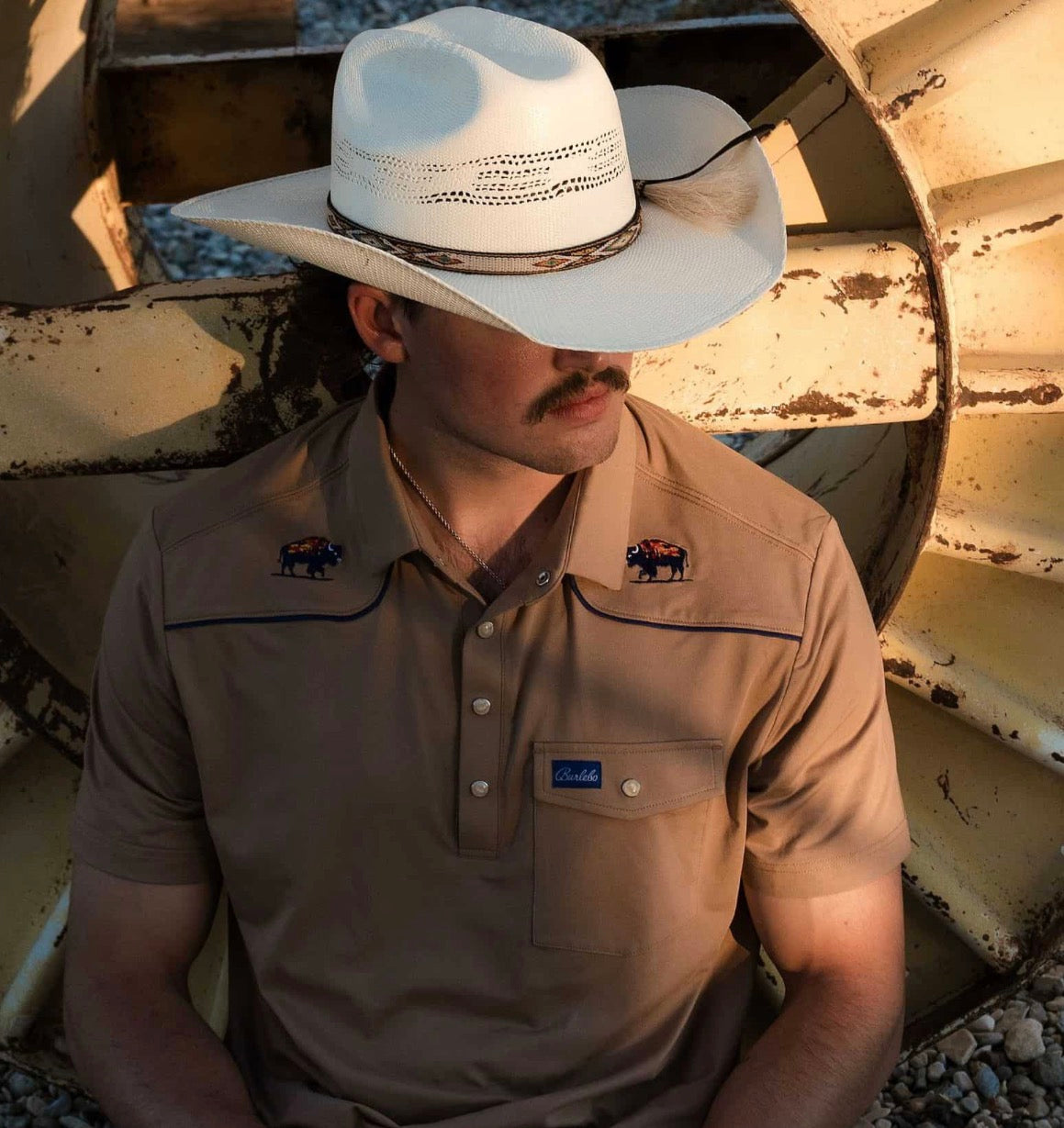 Burlebo Pearl Snap Performance Polo in Buffalo