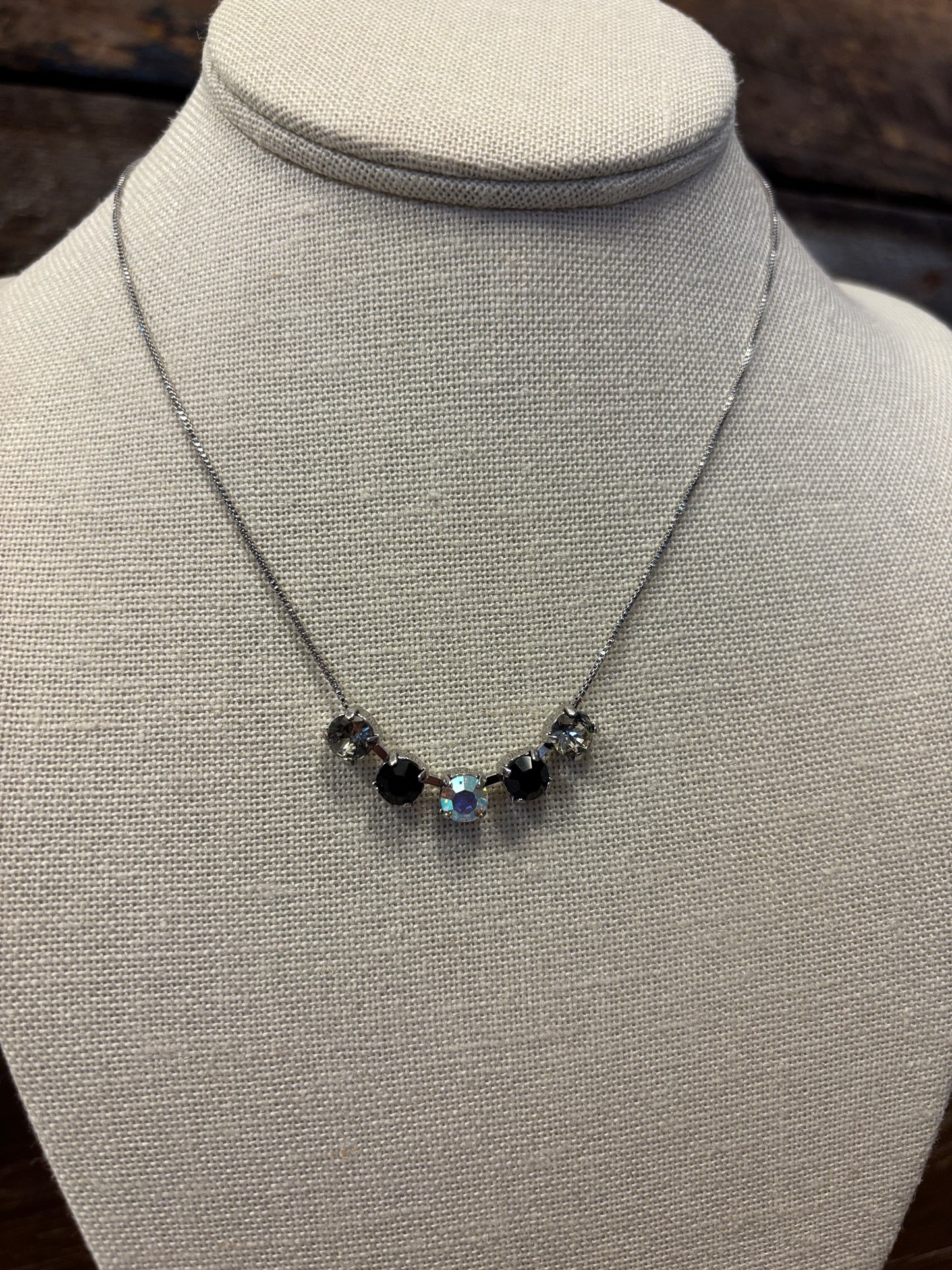 Sorrelli Mini Tennis Necklace Black and Crystal