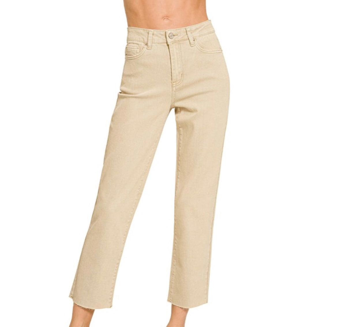 Paulette Cropped Pants in Sand Beige