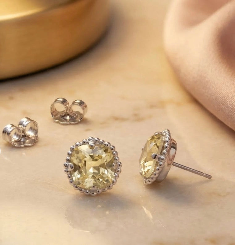 Sorrelli Cushion Cut Solitaire Earrings in Jonquil*