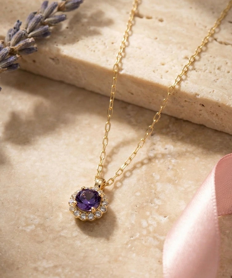 Sorrelli Haute Halo Pendant Necklace Purple Velvet*