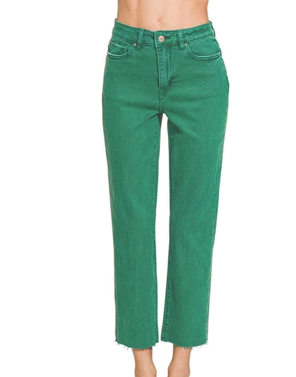 Paulette Cropped Pants in Dark Green