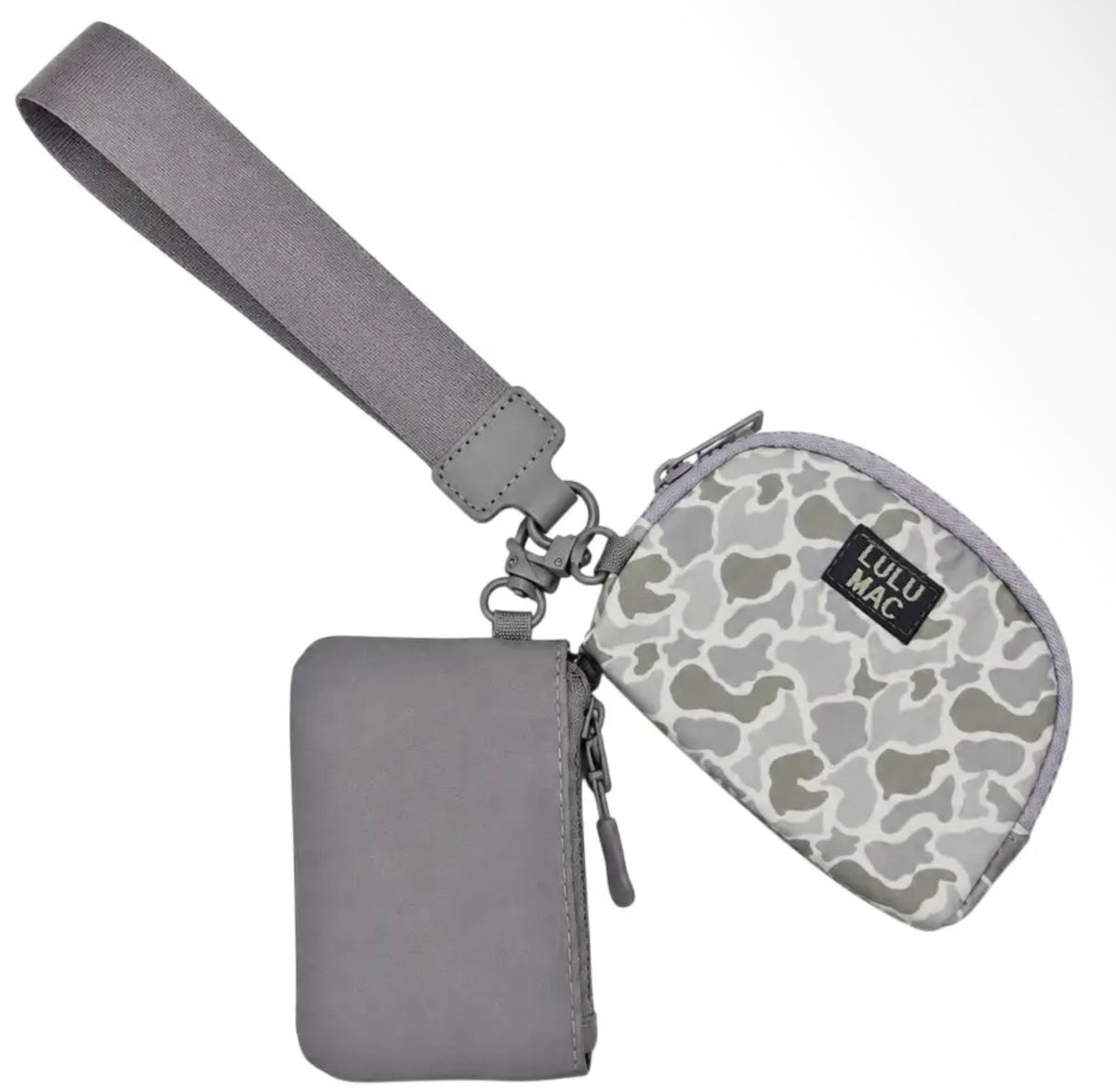 Lulu Mac Double Pouch Wristlet Grey/White Camo