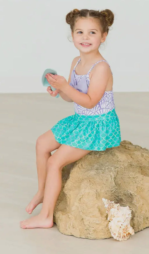 Rufflebutts Magical Mermaid Skirted One Piece Swimsuit