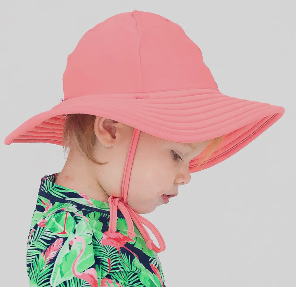 Rufflebutts Ric Rac Swim Hat in Pink Bubblegum