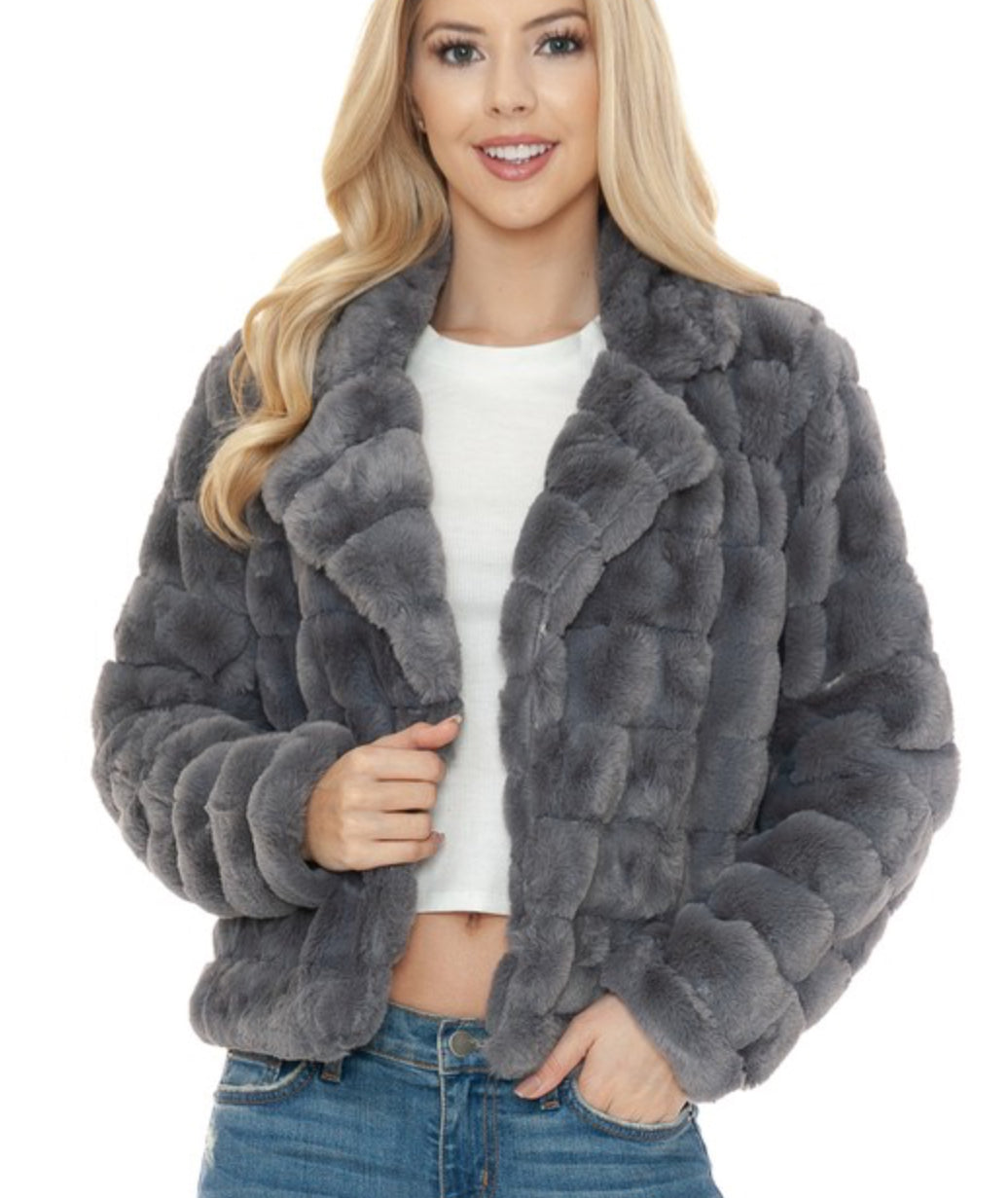 Faux Fur Jacket in Charcoal