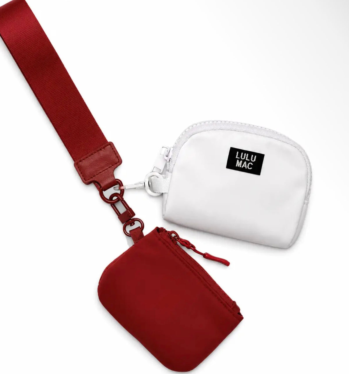 Lulu Mac Double Pouch Wristlet white/garnet