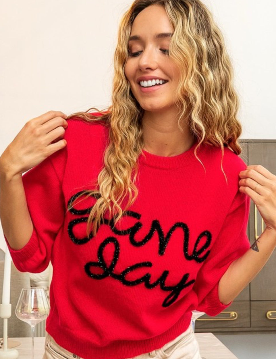 Bibi Game Day Metallic Puff Sleeve