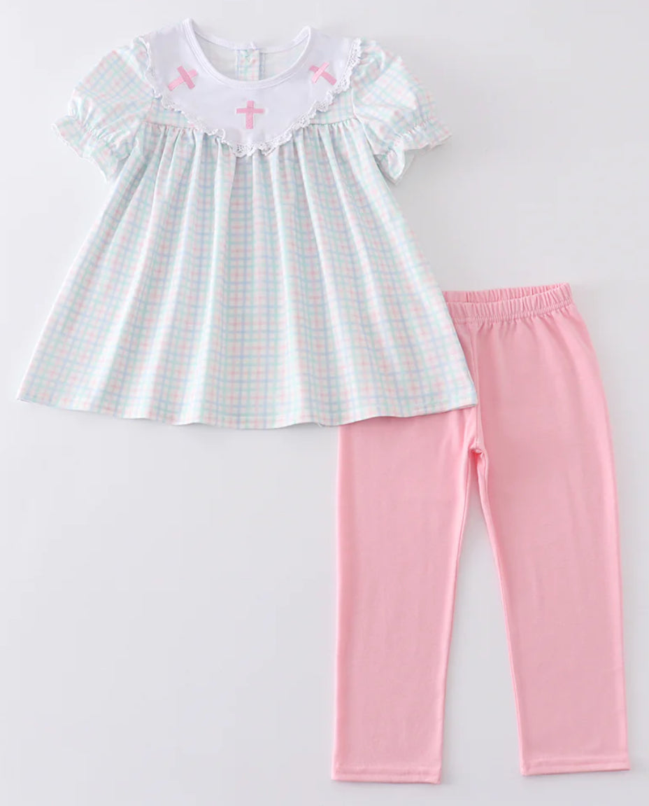 Plaid Cross Girl Set