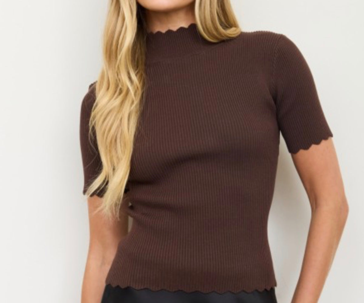 Lenni Scallop Mock Neck Top