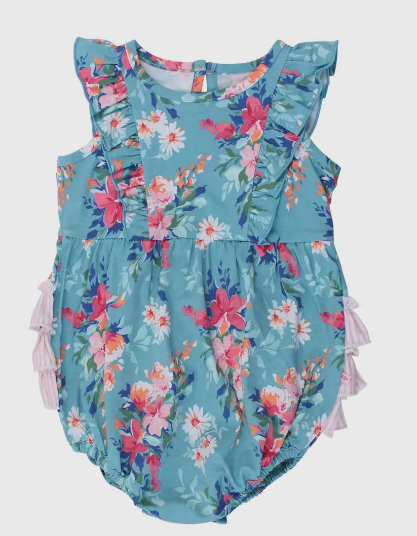 Rufflebutts Fancy Me Floral Tank Bubble Romper