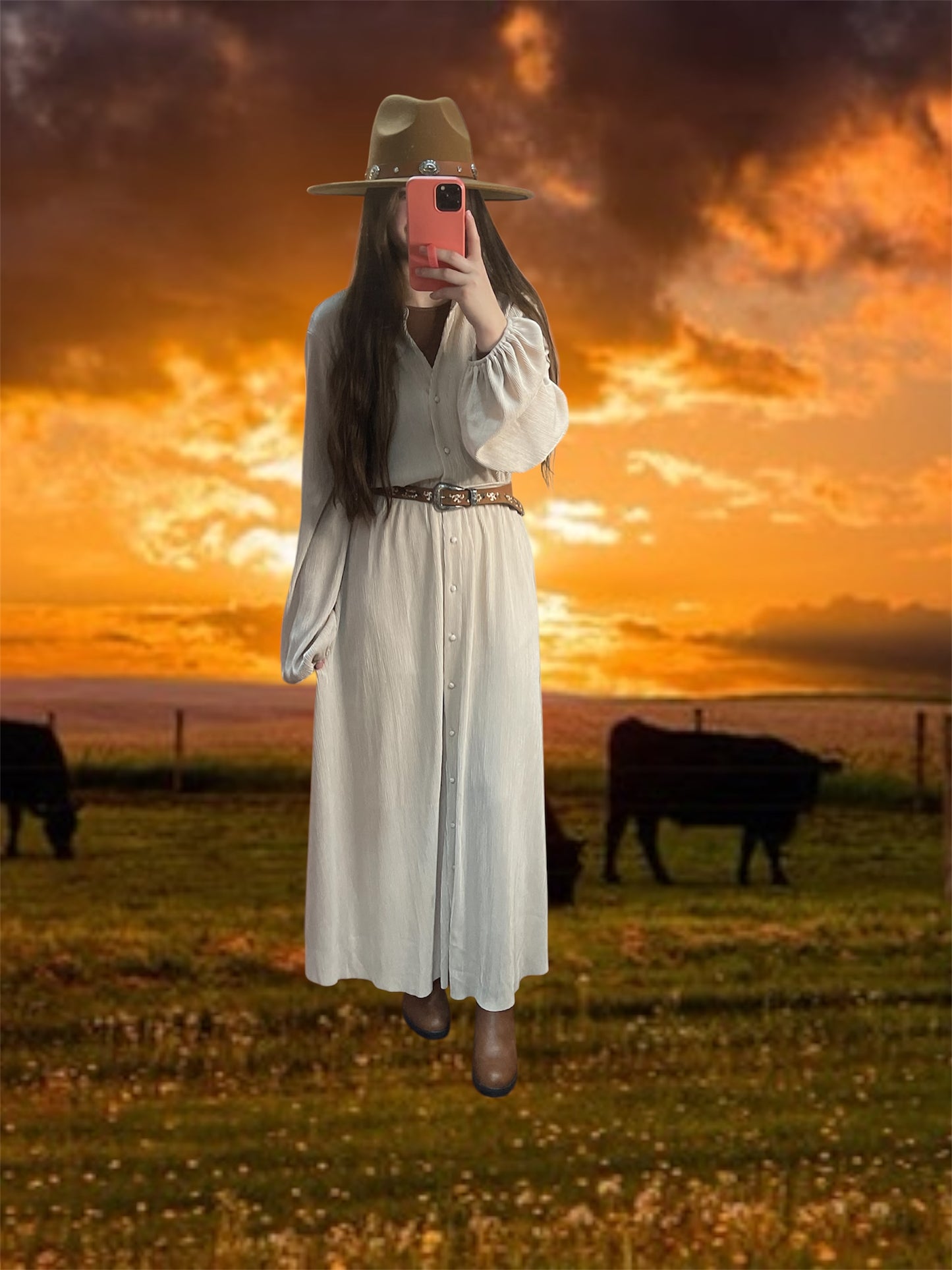 Champagne Accordion Maxi Dress