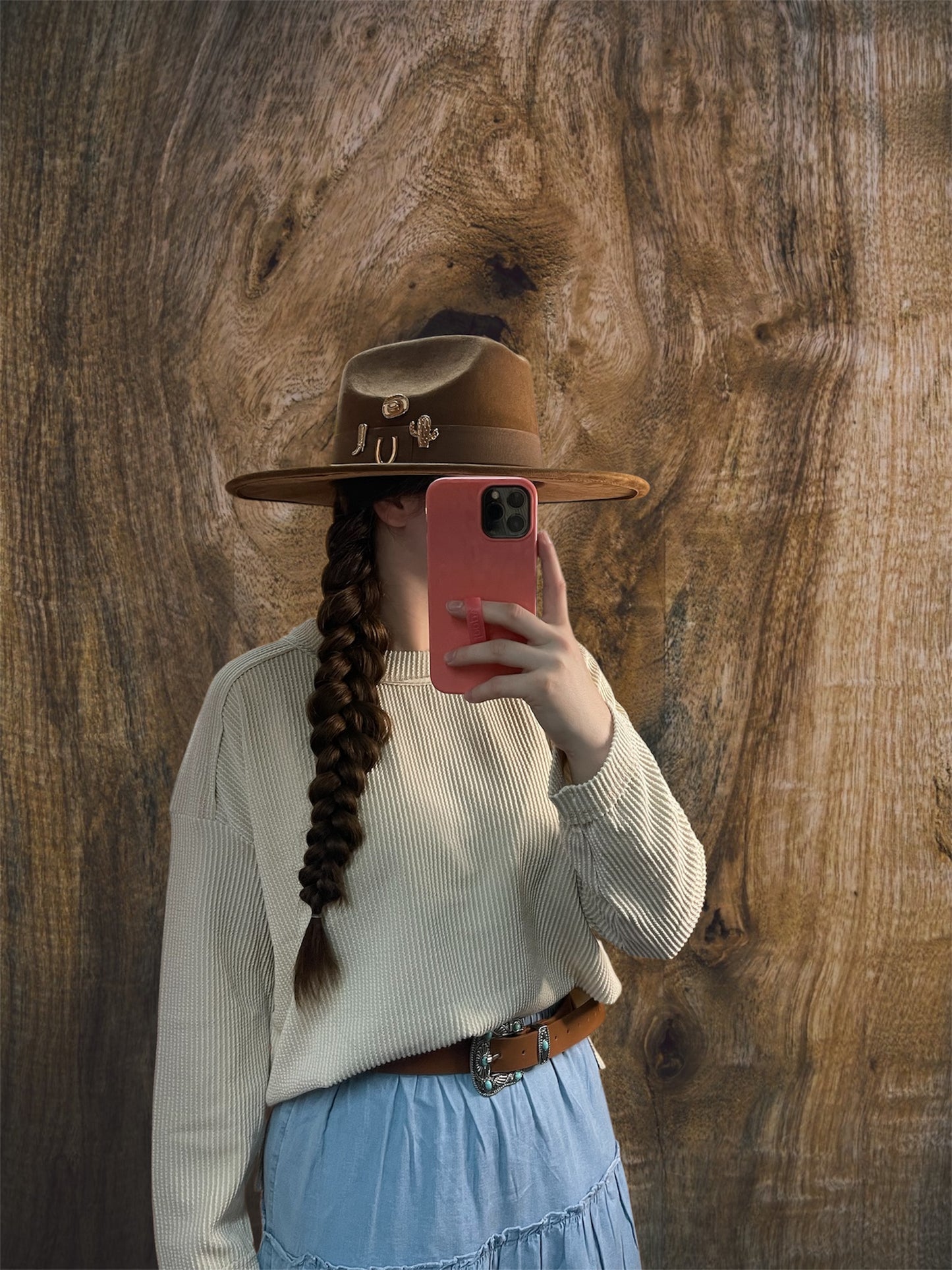 Charmed Wide Brim Hat in Brown