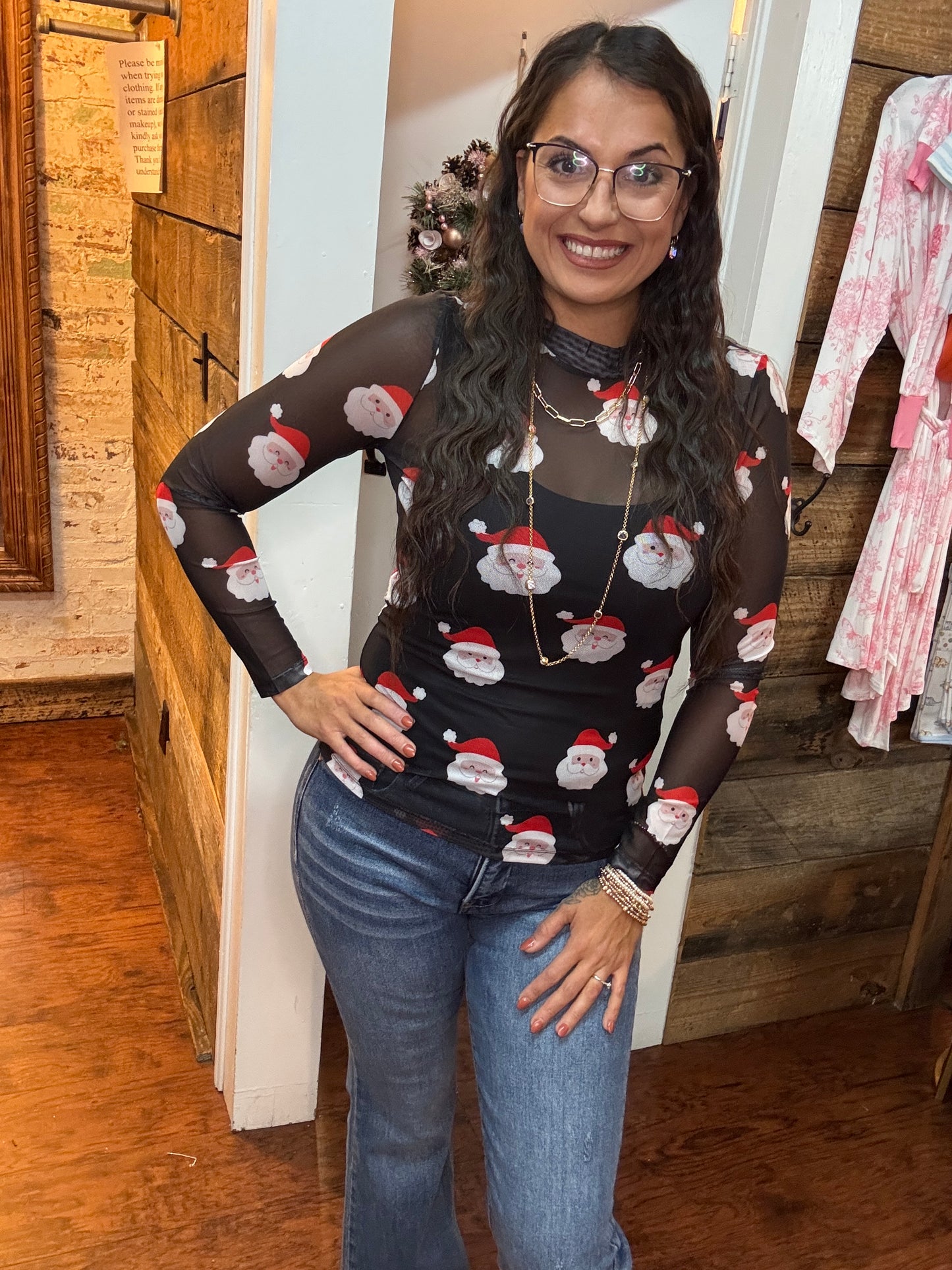 Santa Mesh Top