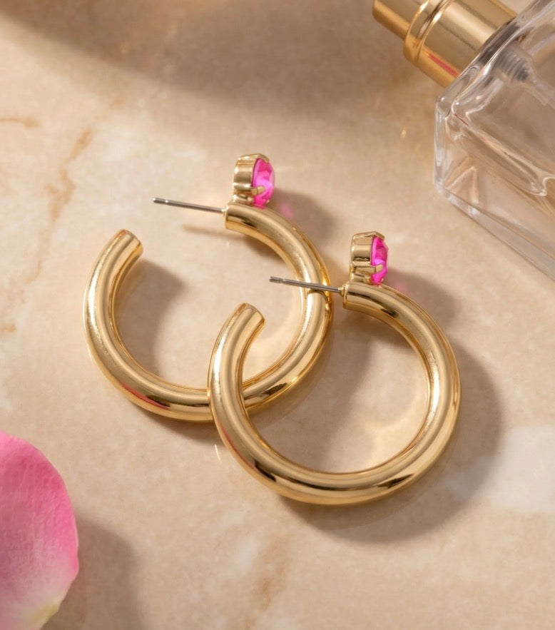 Sorrelli Keeley hoop in Electric Pink